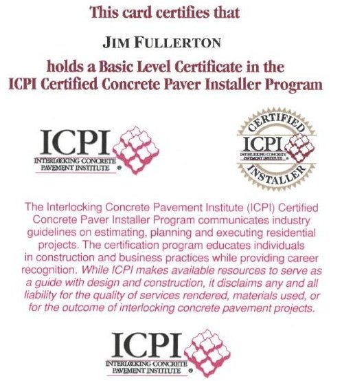 Interlocking Concrete Pavement Institute (ICPI) Certificate - Basic Level Certificate in the ICPI Certified Concrete Paver Installer Program